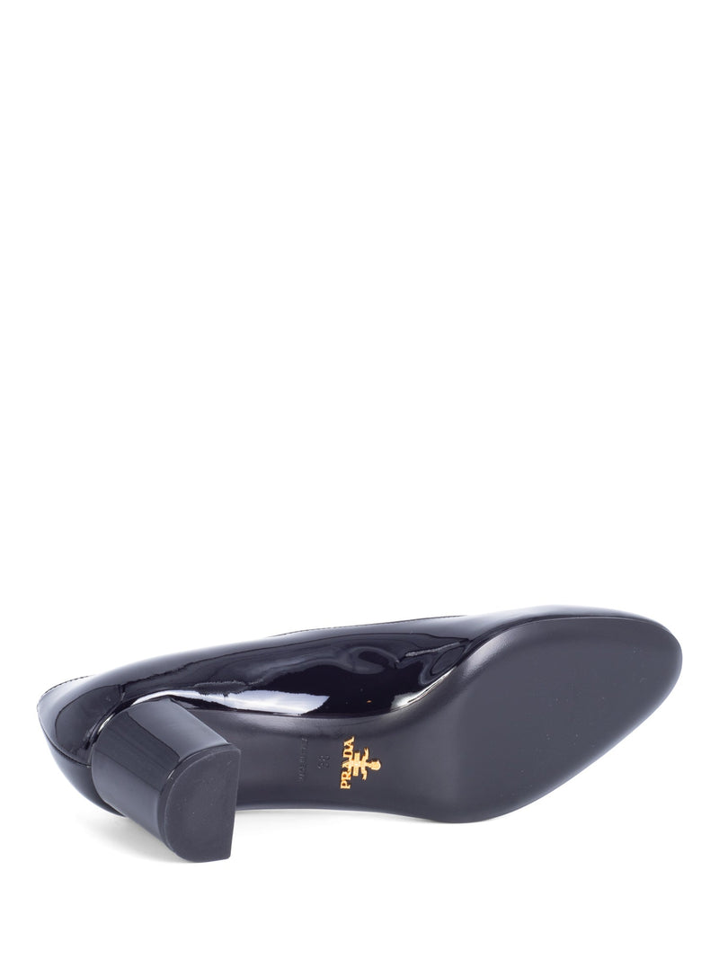 Prada Patent Leather Block Heel Shoes Black-designer resale