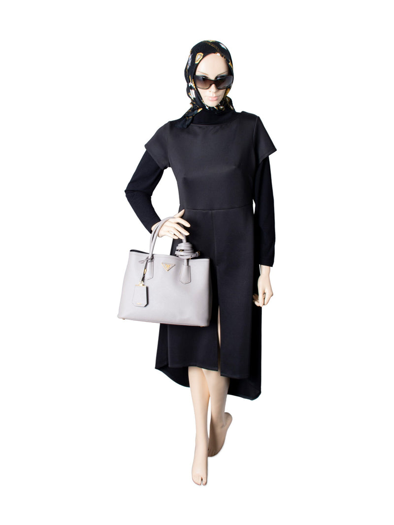 Prada Saffiano Leather Top Handle Shopper Bag Grey-designer resale