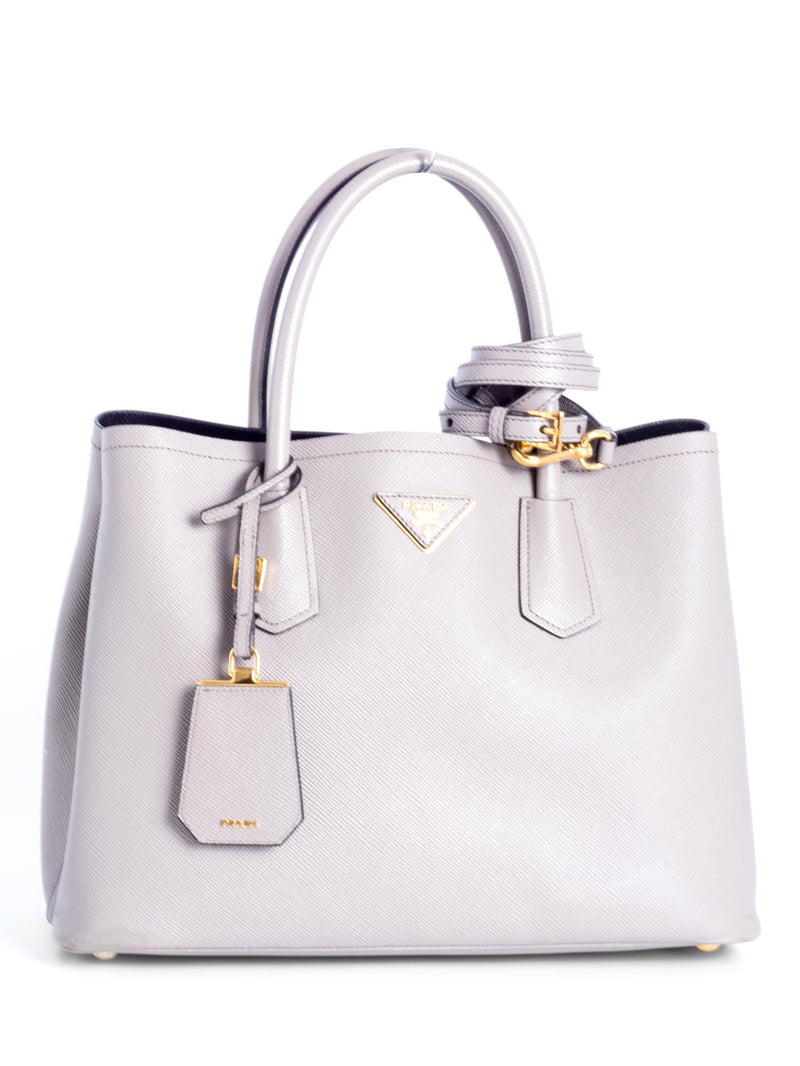 Prada Saffiano Leather Top Handle Shopper Bag Grey-designer resale