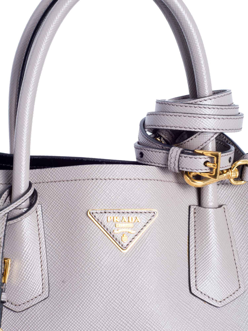 Prada Saffiano Leather Top Handle Shopper Bag Grey-designer resale