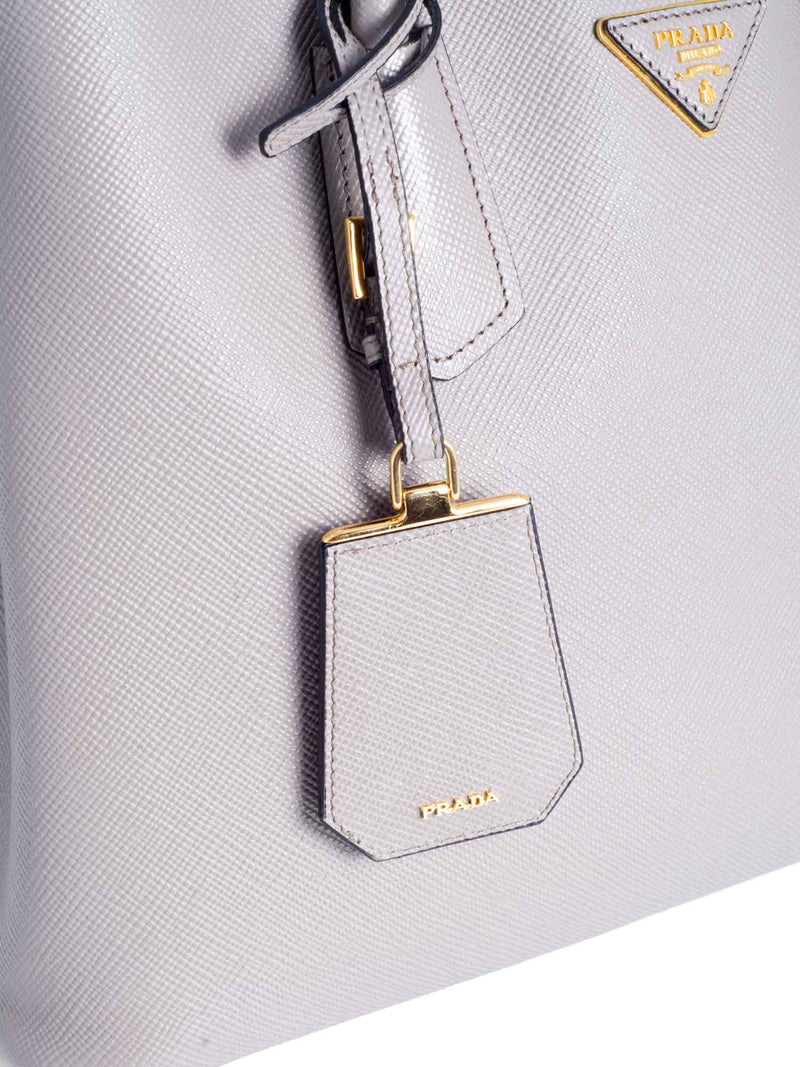 Prada Saffiano Leather Top Handle Shopper Bag Grey-designer resale