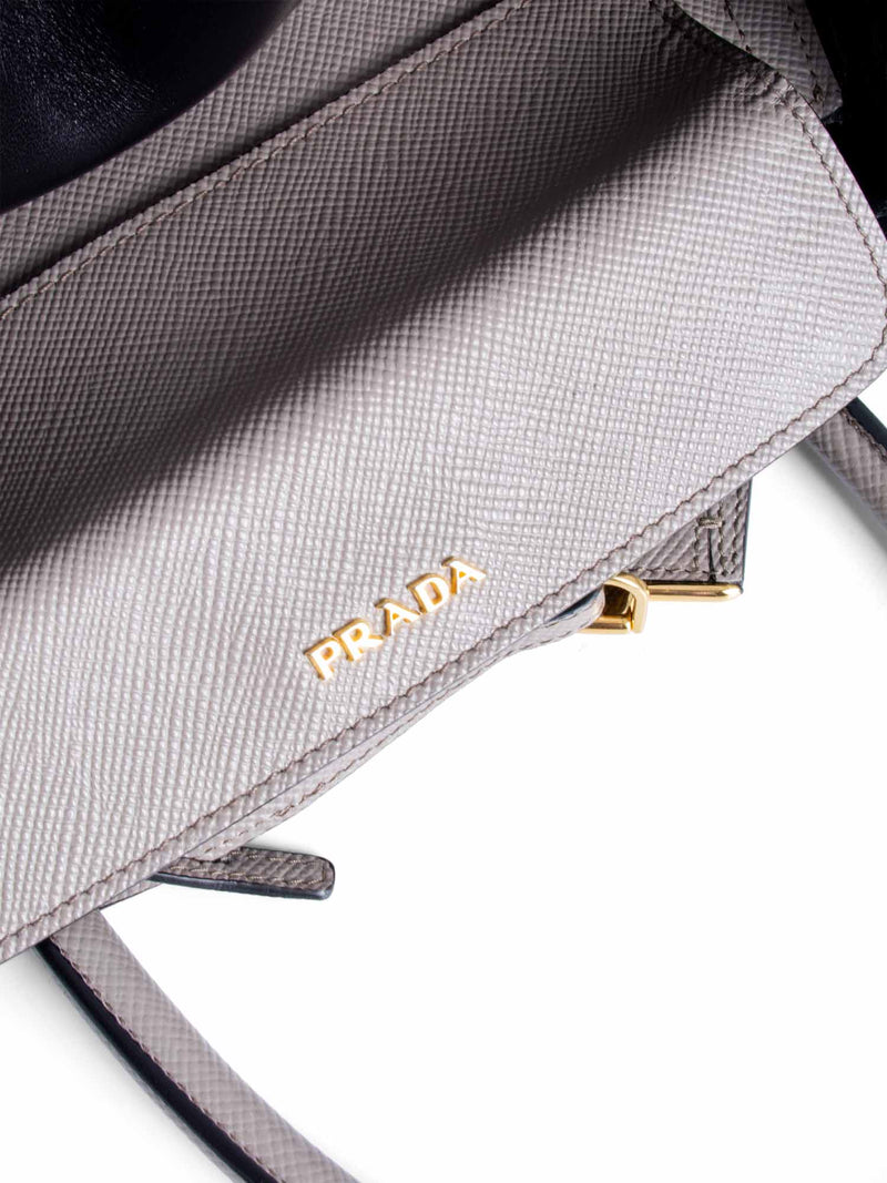 Prada Saffiano Leather Top Handle Shopper Bag Grey-designer resale