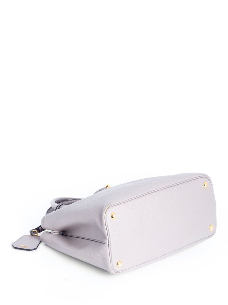Prada Saffiano Leather Top Handle Shopper Bag Grey-designer resale