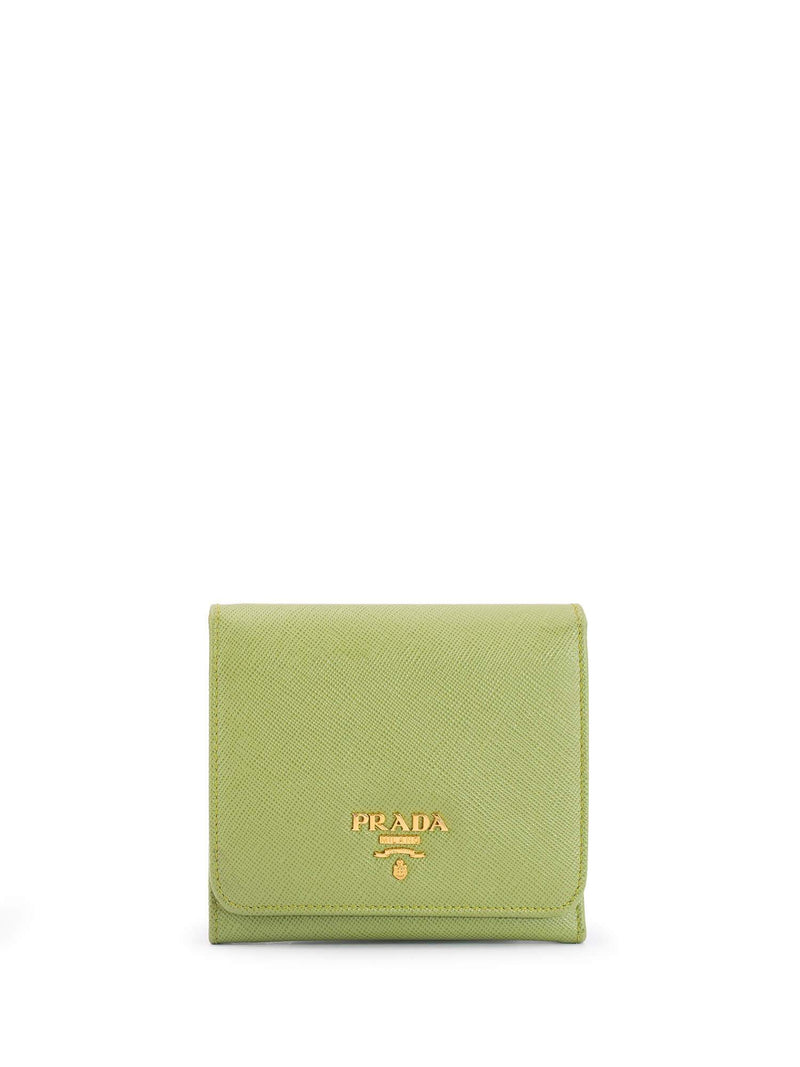Prada Saffiano Leather Tri-Fold Wallet Green-designer resale