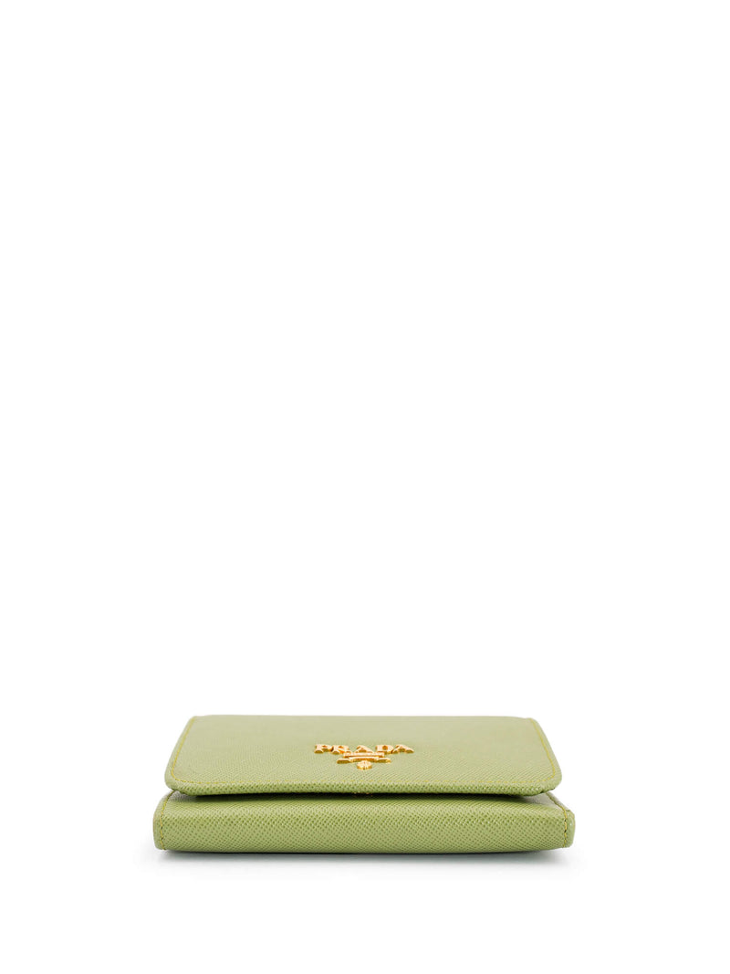 Prada Saffiano Leather Tri-Fold Wallet Green-designer resale