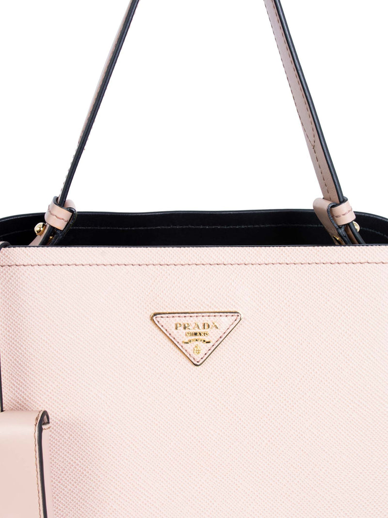 Prada Saffiano Leather Two-Way Top Handle Messenger Bag Blush-designer resale