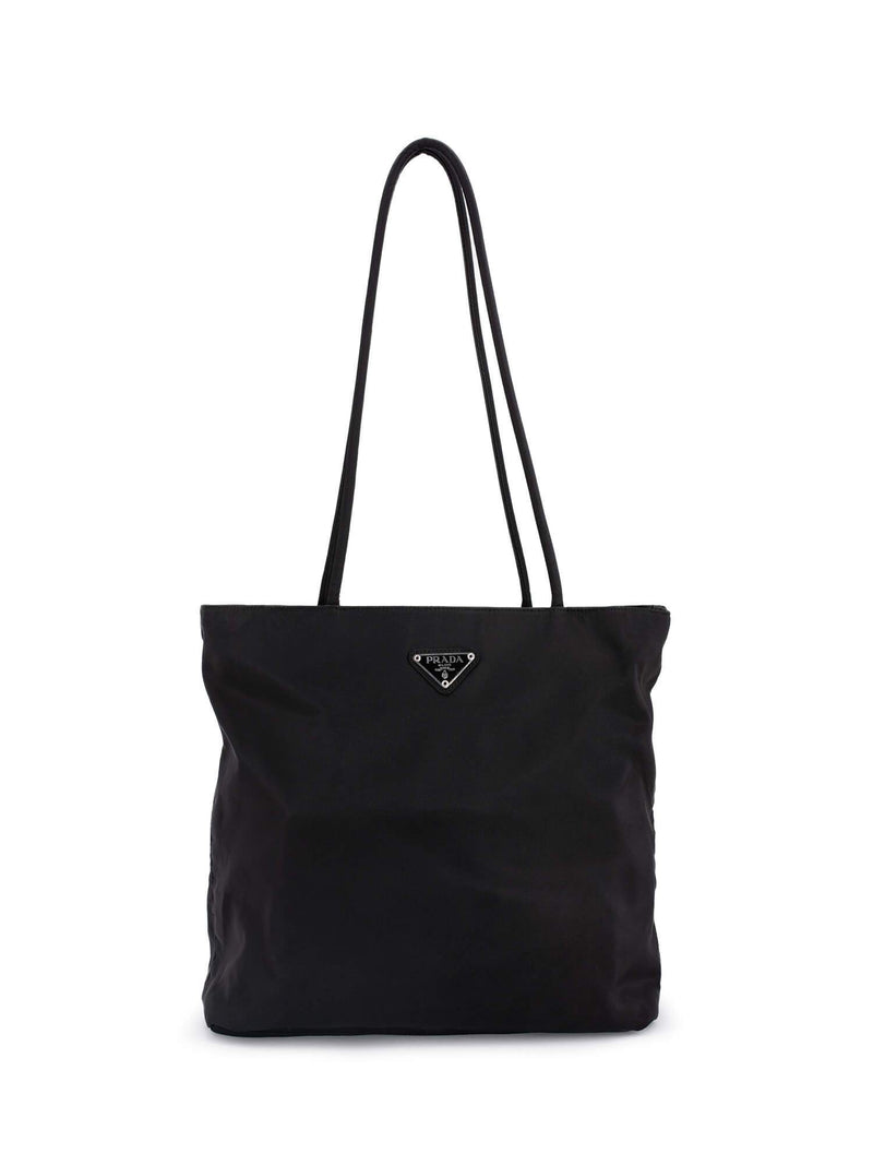 Prada Tessuto Nylon Shoulder Bucket Bag Black-designer resale