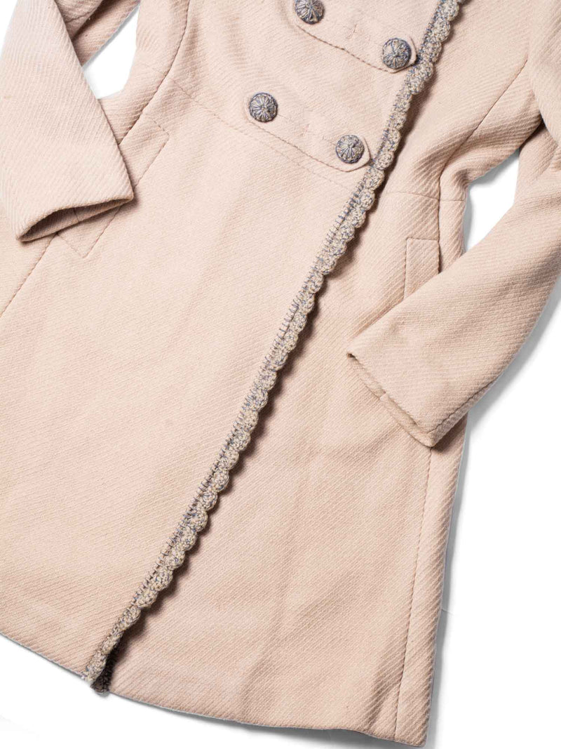 Prada Wool Fringe Fitted Coat Beige-designer resale