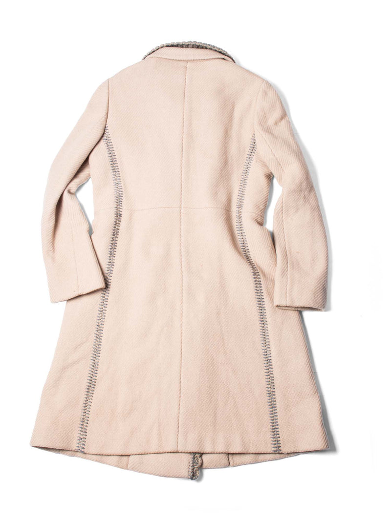 Prada Wool Fringe Fitted Coat Beige-designer resale