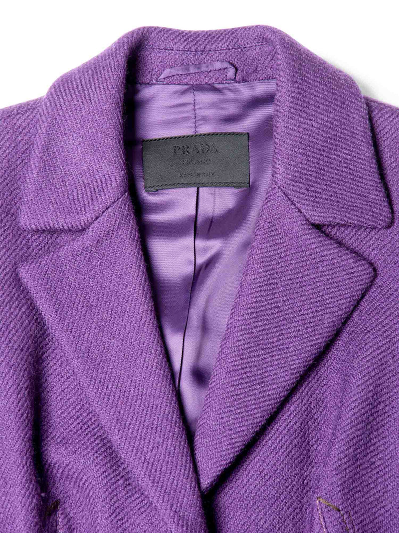 Prada Wool Pleated Skirt Suit Purple Brown-designer resale