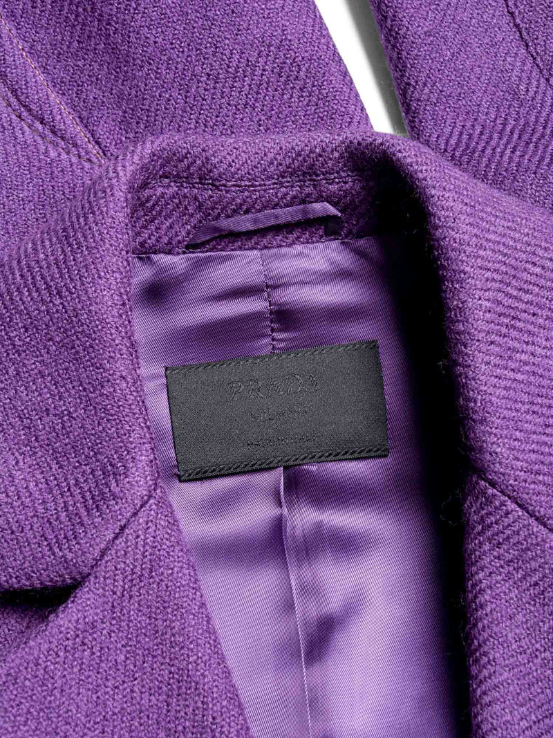 Prada Wool Pleated Skirt Suit Purple Brown-designer resale