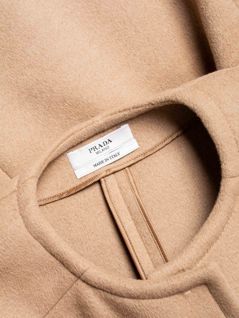 Prada Wool Short Jacket Camel Brown-designer resale
