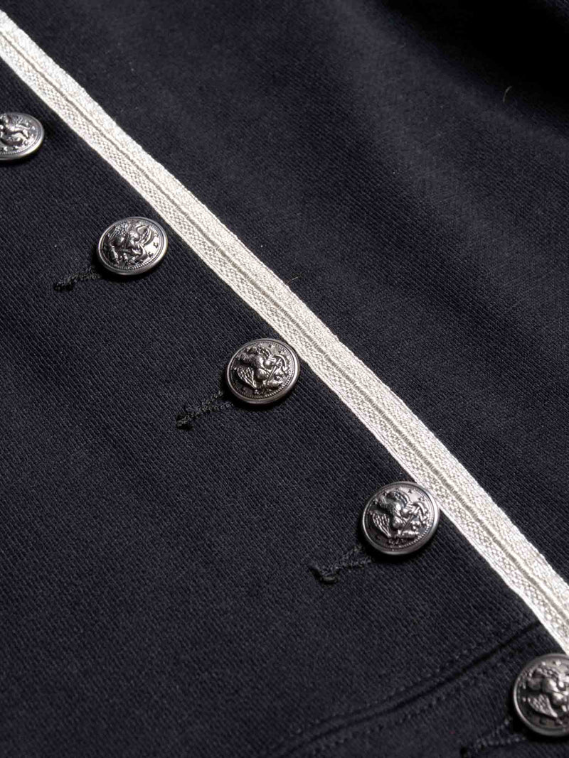 Ralph Lauren Velvet Brocade Military Jacket Black Silver-designer resale