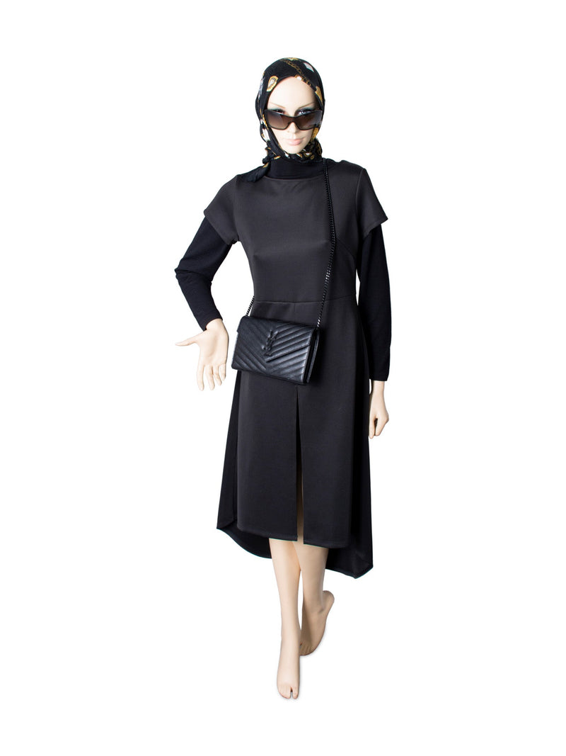 Saint Laurent Chevron Leather Monogram Wallet Chain Bag Black-designer resale