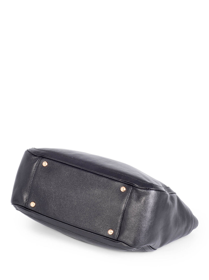 Salvatore Ferragamo Gancini Shiny Leather Shopper Bag Black-designer resale