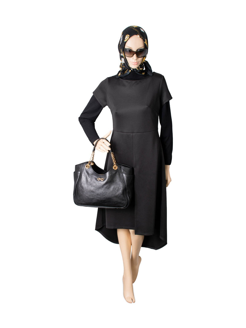 Salvatore Ferragamo Gancini Shiny Leather Shopper Bag Black-designer resale