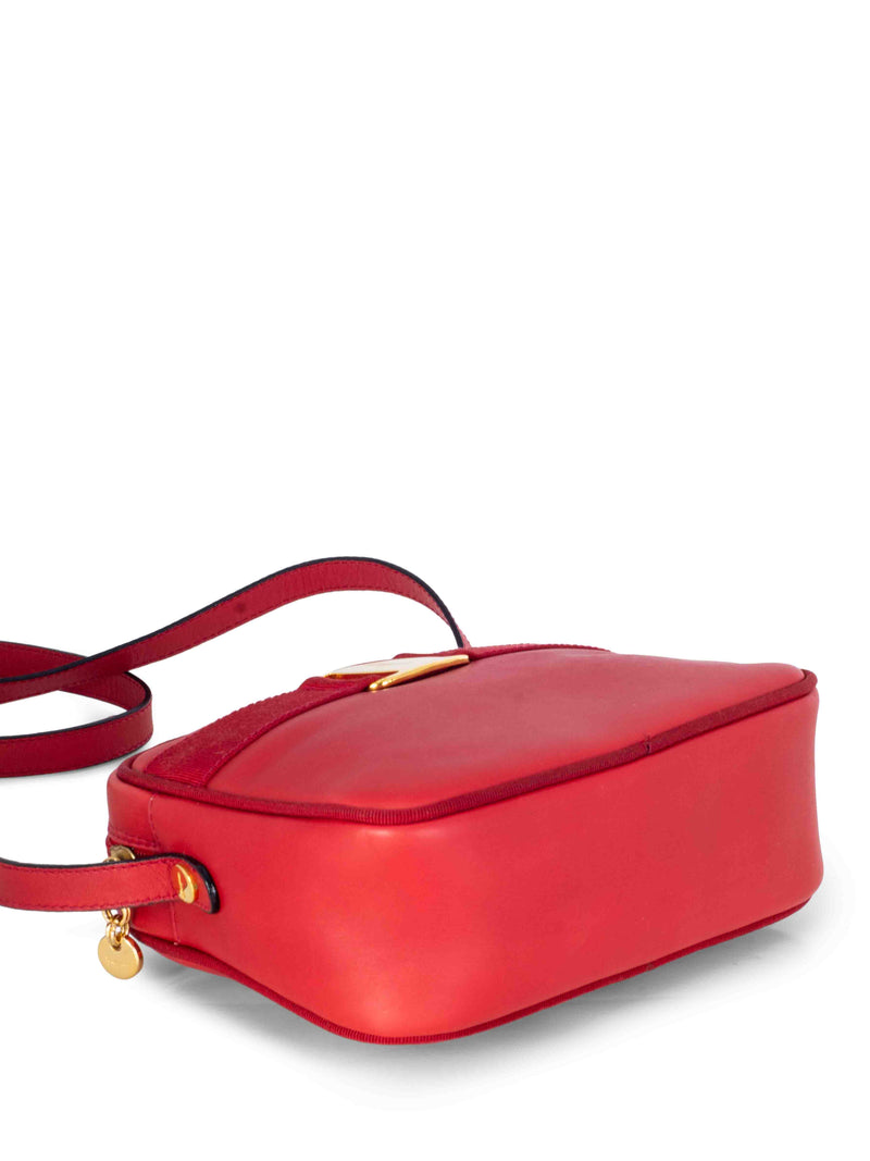 Salvatore Ferragamo Leather Vara Messenger Bag Red-designer resale