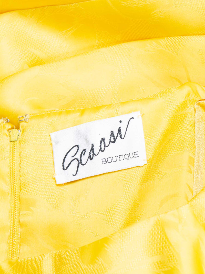 Scaasi Vintage Silk A-Line Fitted Belted Dress Yellow-designer resale