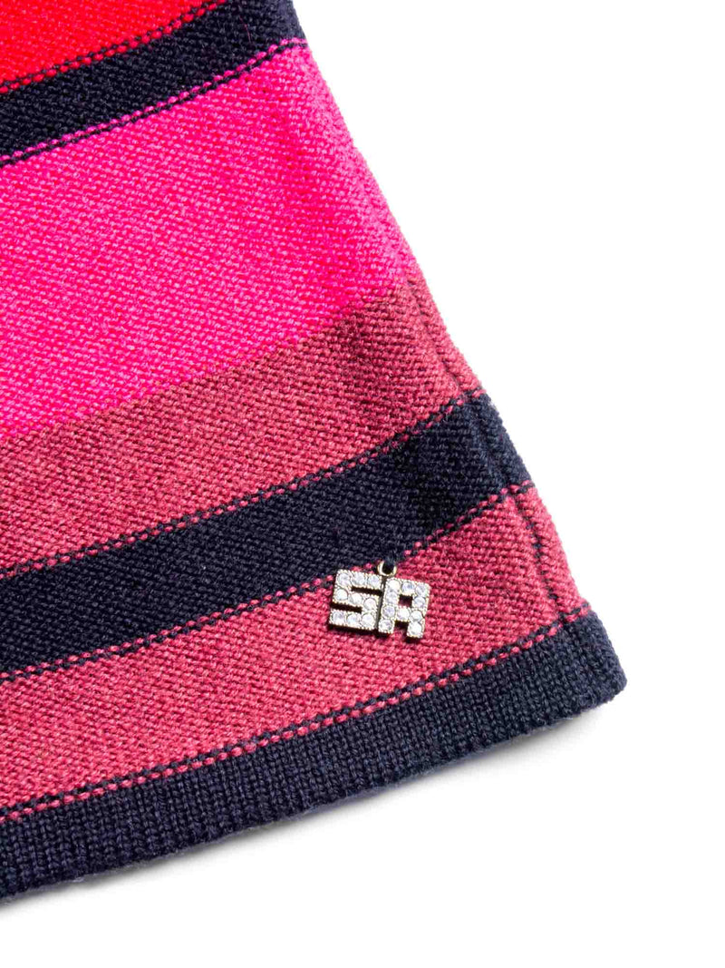 Sonia Rykiel Vintage Knit Striped Bow Detail Sweater Red-designer resale