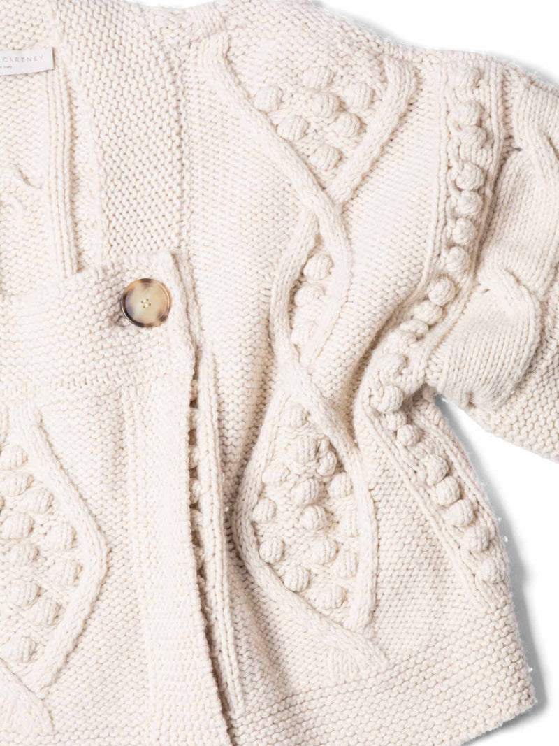 Stella McCartney Cashmere Cable Knit Chunky Oversized Cropped Sweater Ivory-designer resale