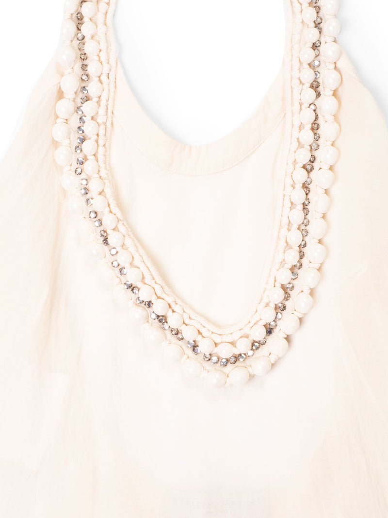 Stella McCartney Cotton Silk Beaded Halter Top Cream-designer resale