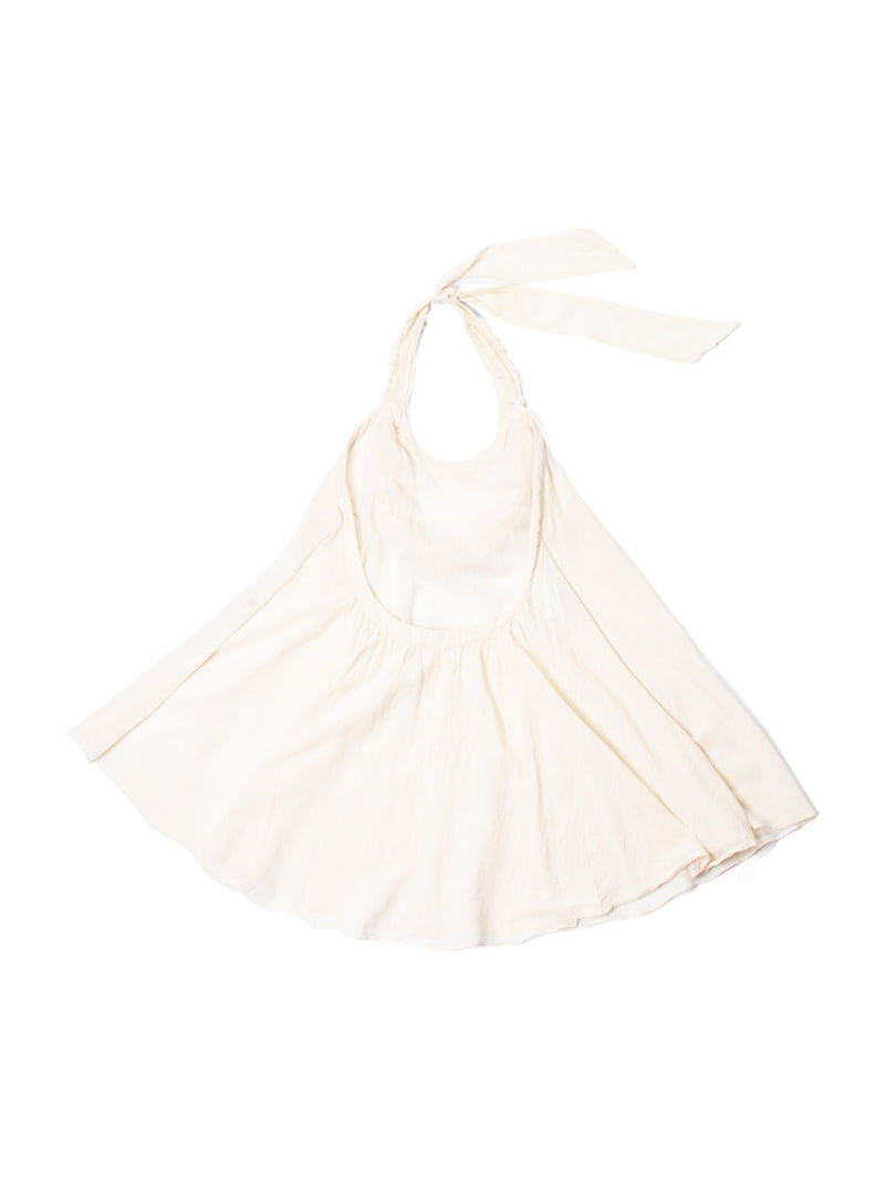 Stella McCartney Cotton Silk Beaded Halter Top Cream-designer resale