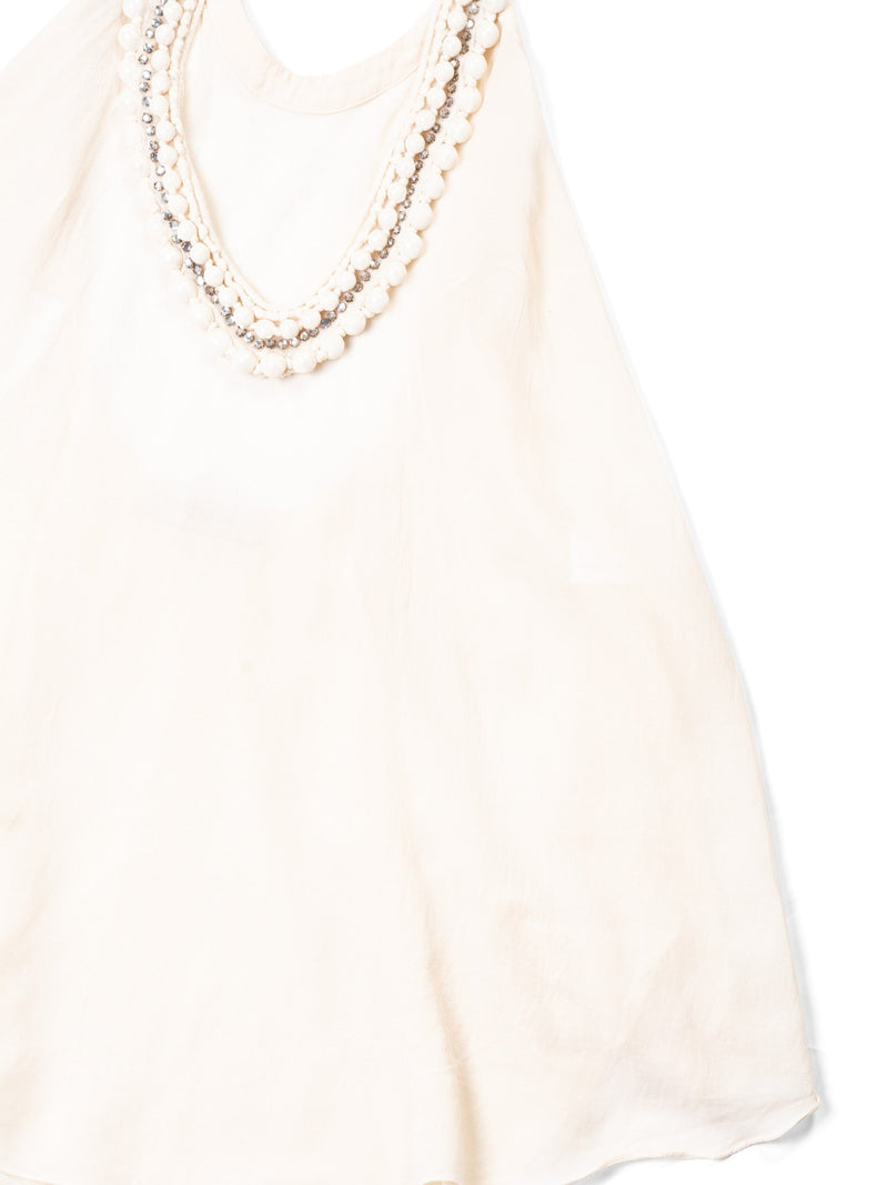 Stella McCartney Cotton Silk Beaded Halter Top Cream-designer resale
