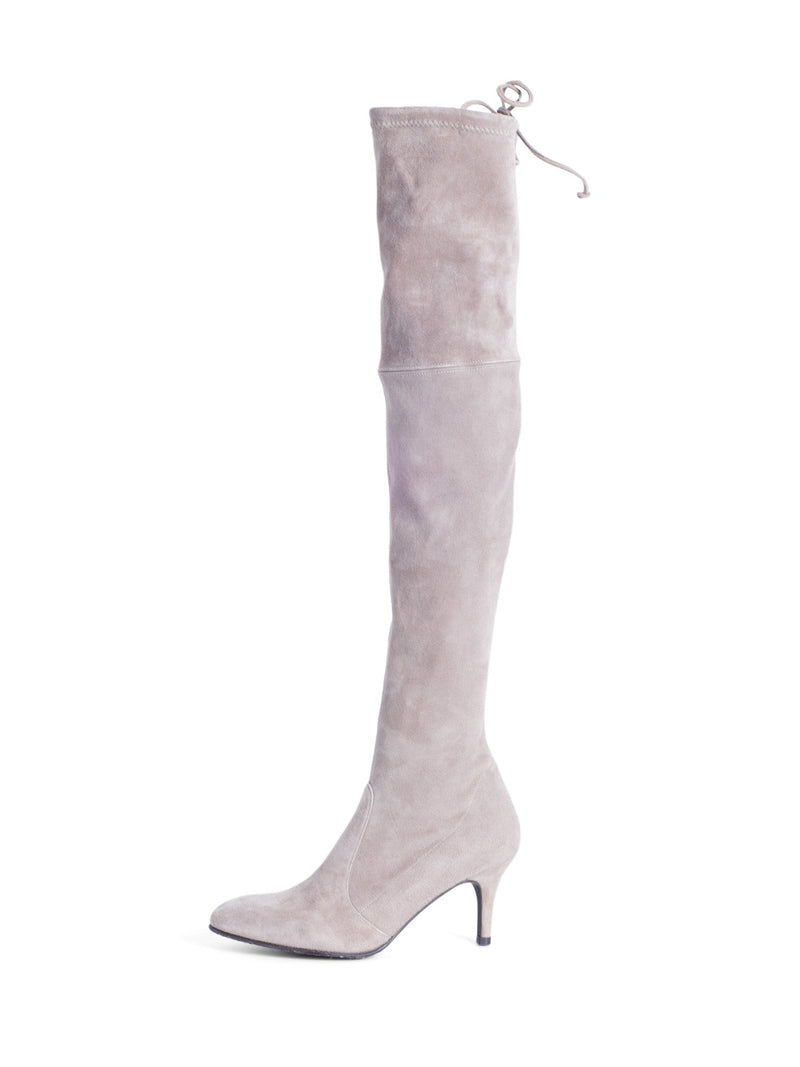 Stuart Weitzman Suede Over The Knee Boots Taupe-designer resale