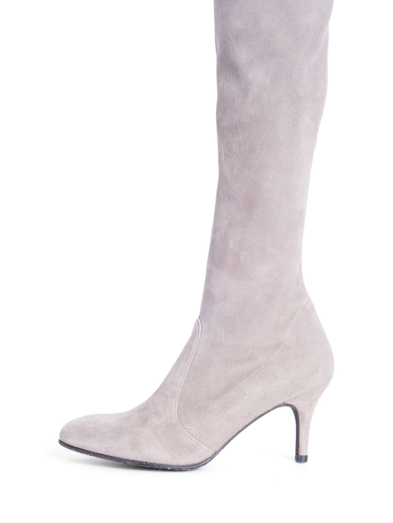 Stuart Weitzman Suede Over The Knee Boots Taupe-designer resale