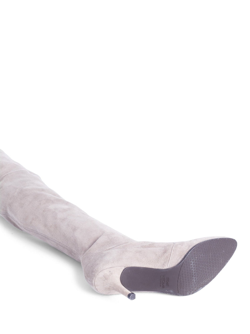 Stuart Weitzman Suede Over The Knee Boots Taupe-designer resale