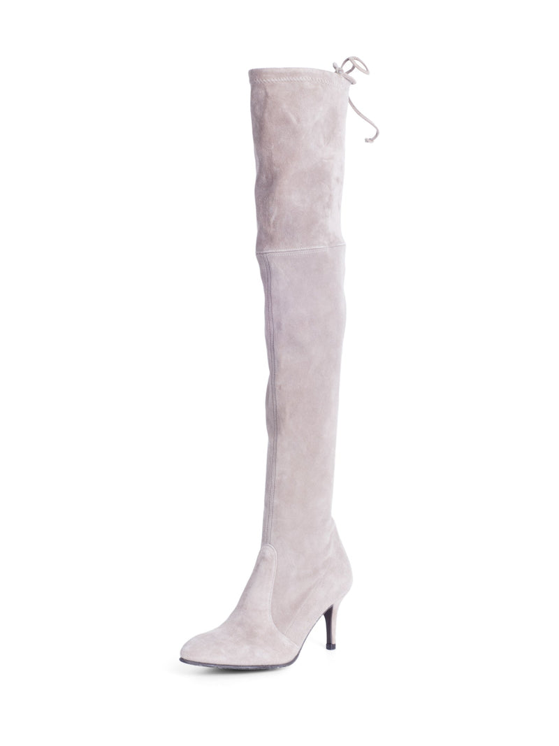Stuart Weitzman Suede Over The Knee Boots Taupe-designer resale