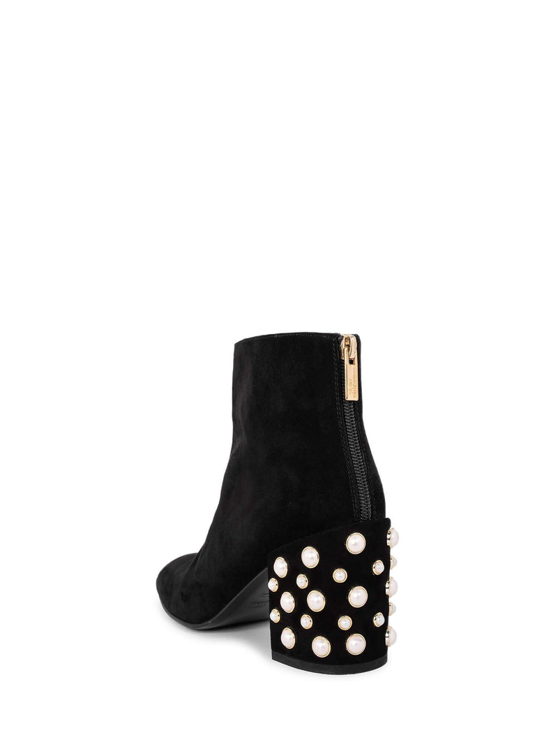 Stuart Weitzman Suede Pearl Ankle Boots Black-designer resale