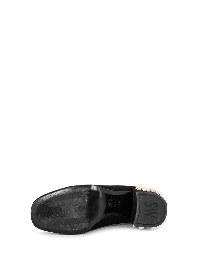 Stuart Weitzman Suede Pearl Ankle Boots Black-designer resale