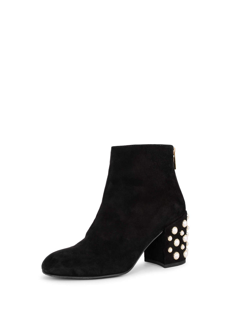 Stuart Weitzman Suede Pearl Ankle Boots Black-designer resale
