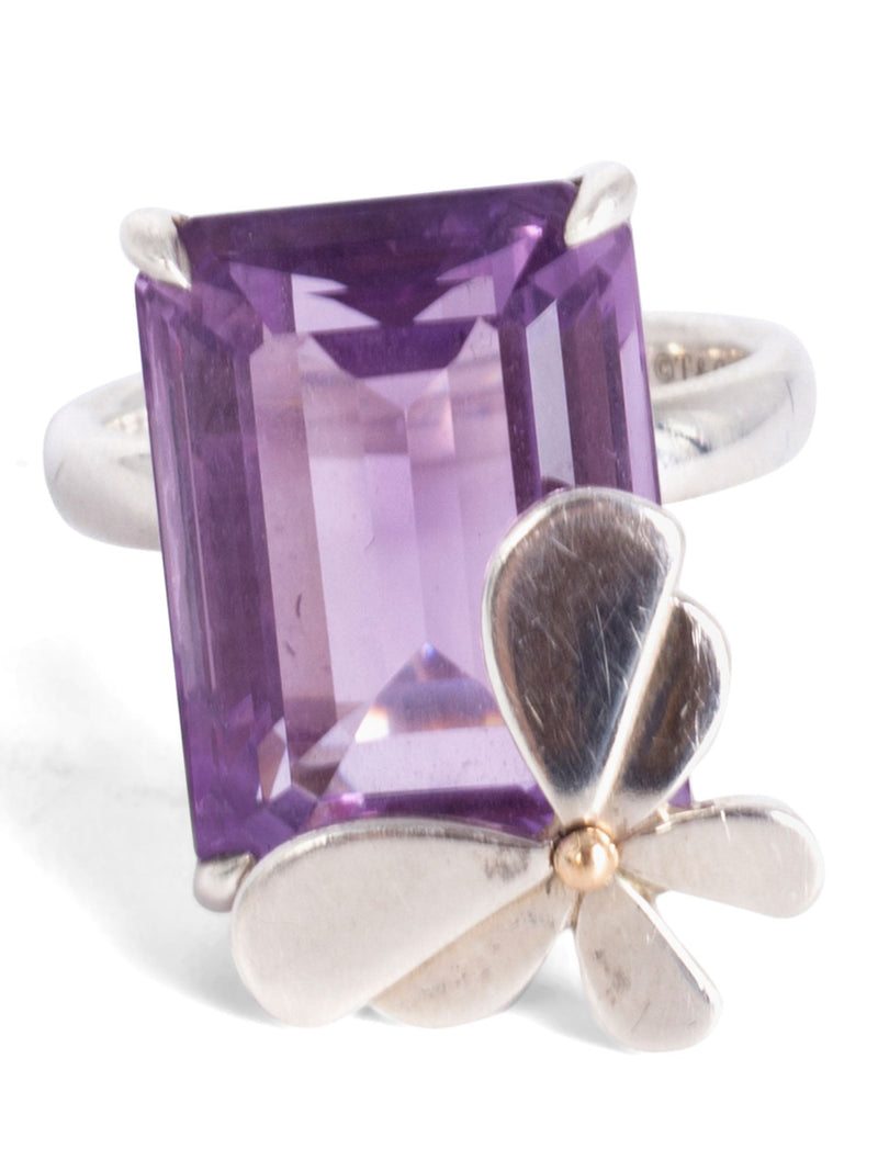 Tiffany & Co. Love Bugs Amethyst Butterfly Ring Silver-designer resale