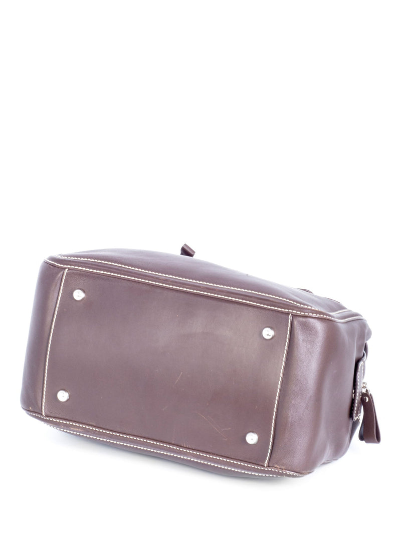 Tod's Leather Exposed Stitching Shoulder Bag Brown-designer resale