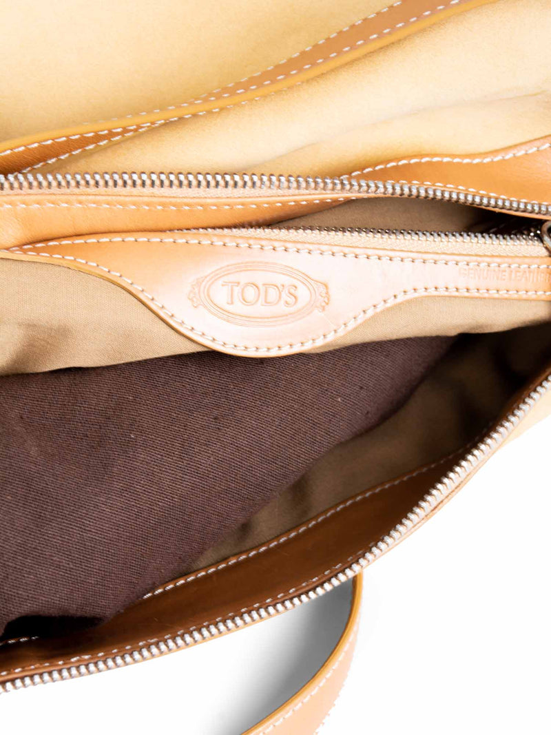 Tod's Suede and Leather Chain Shoulder Strap Bag Beige-designer resale