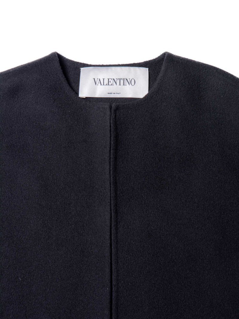 Valentino Cashmere Ruffled Cape Black-designer resale
