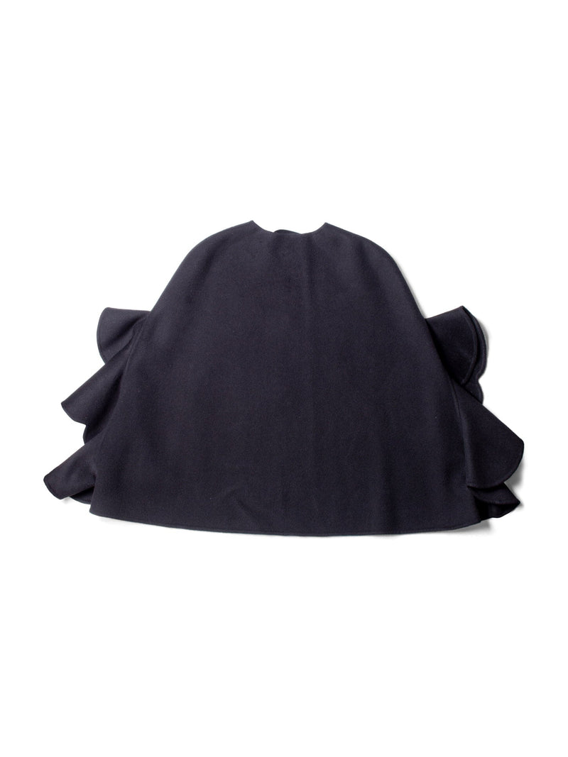Valentino Cashmere Ruffled Cape Black-designer resale