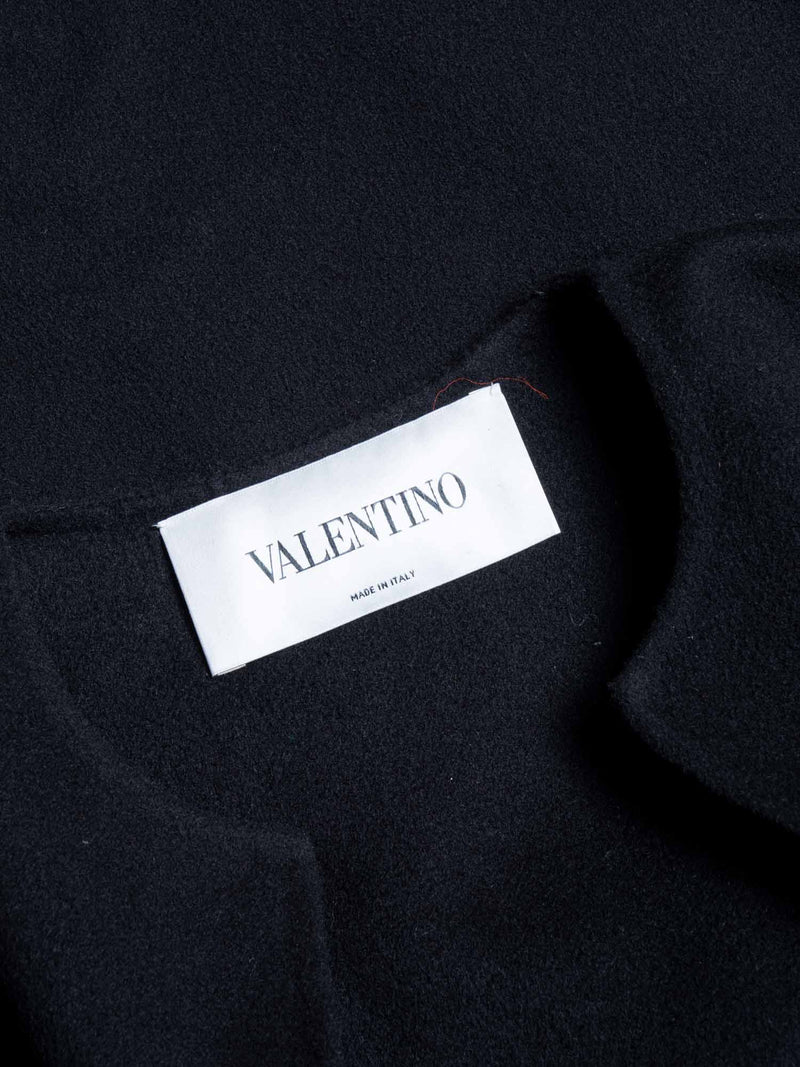 Valentino Cashmere Ruffled Cape Black-designer resale