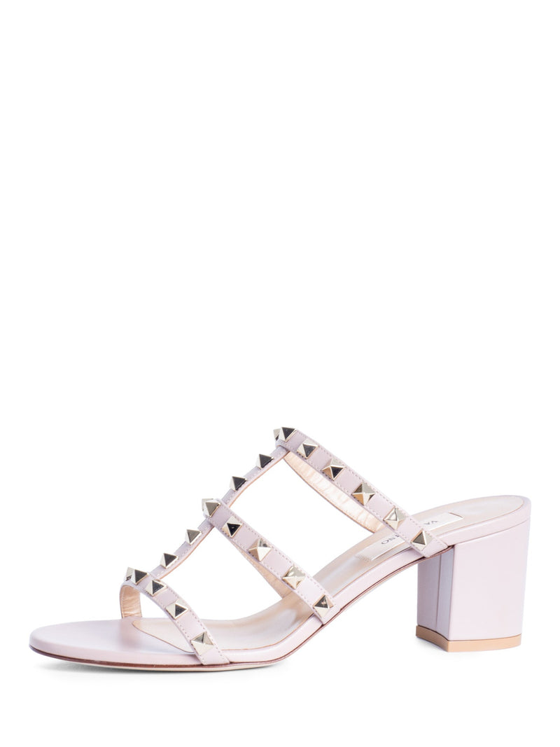 Valentino Leather Rockstud Sandals Taupe-designer resale