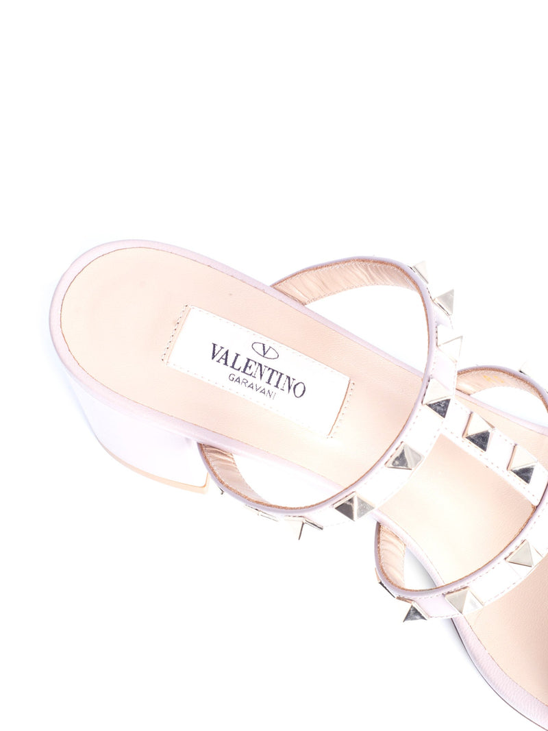 Valentino Leather Rockstud Sandals Taupe-designer resale