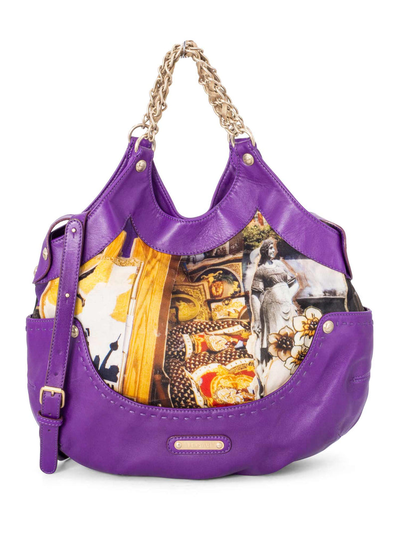 Versace Leather Silk Limited Edition Hobo Bag Purple-designer resale