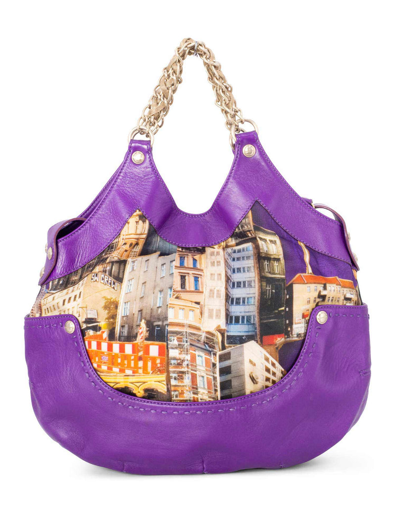 Versace Leather Silk Limited Edition Hobo Bag Purple-designer resale