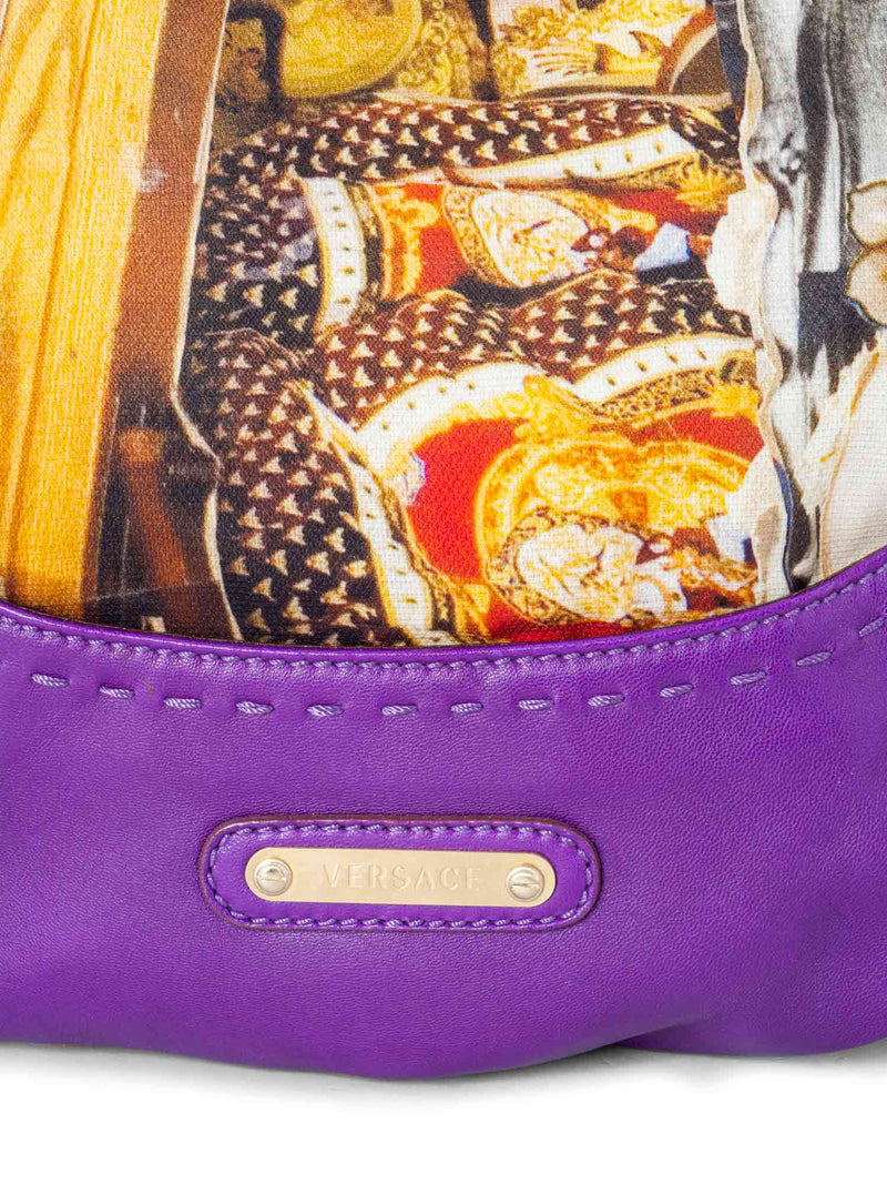 Versace Leather Silk Limited Edition Hobo Bag Purple-designer resale