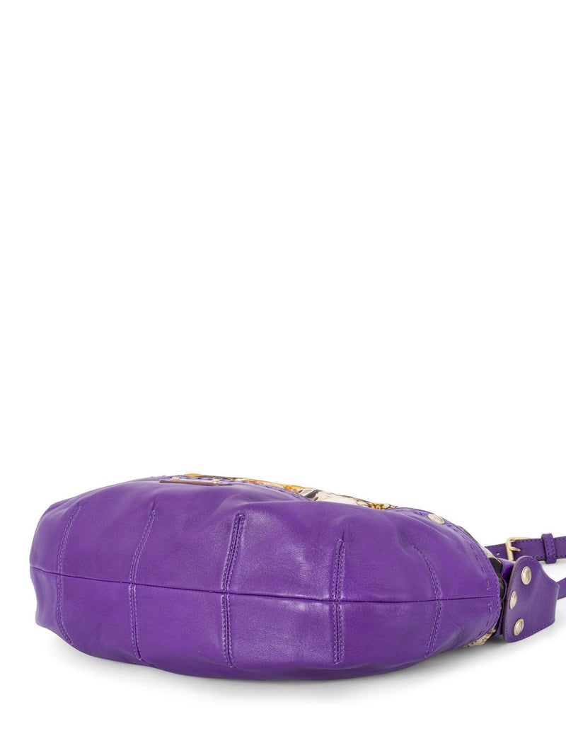 Versace Leather Silk Limited Edition Hobo Bag Purple-designer resale