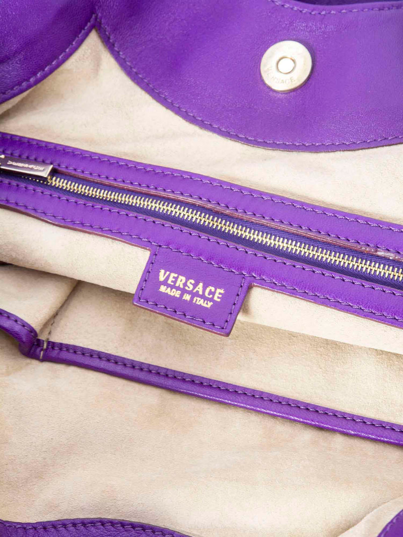 Versace Leather Silk Limited Edition Hobo Bag Purple-designer resale