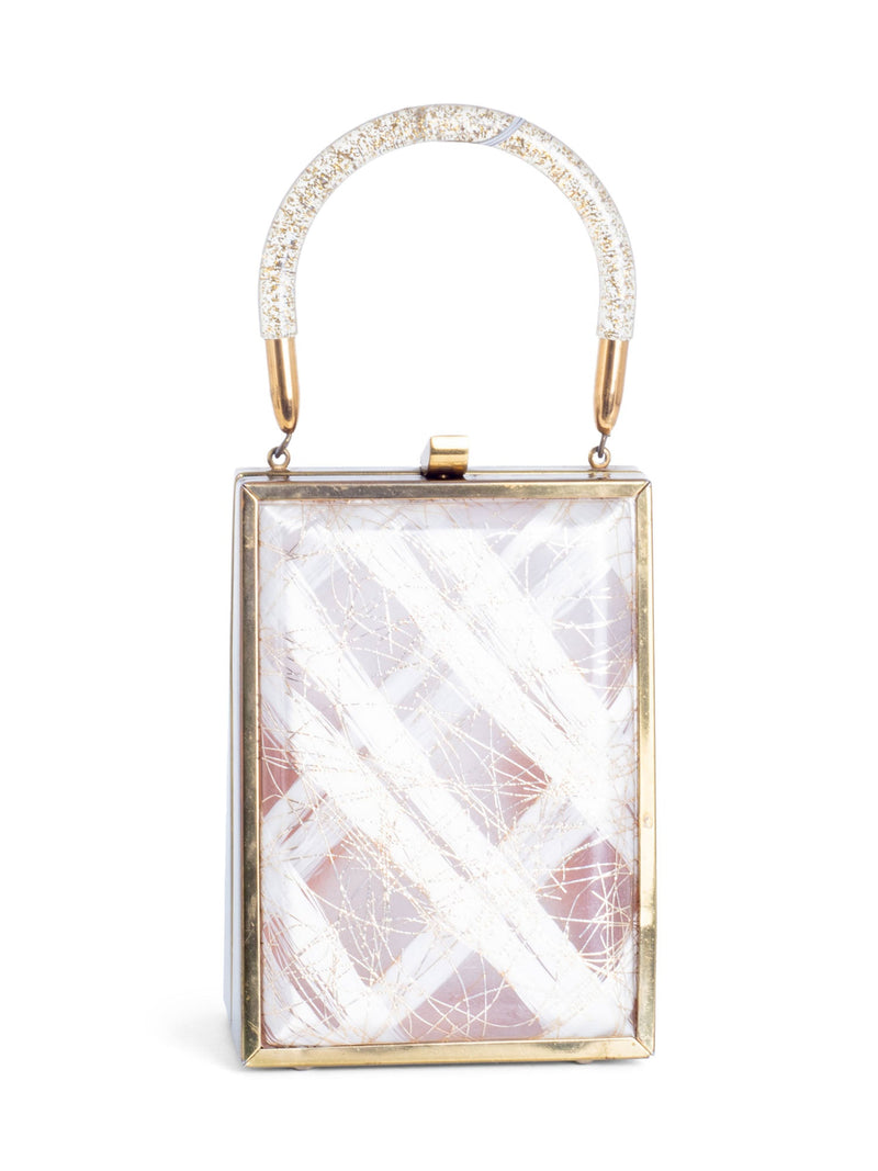 Vintage 50's Americana Lucite Top Handle Bag Gold-designer resale