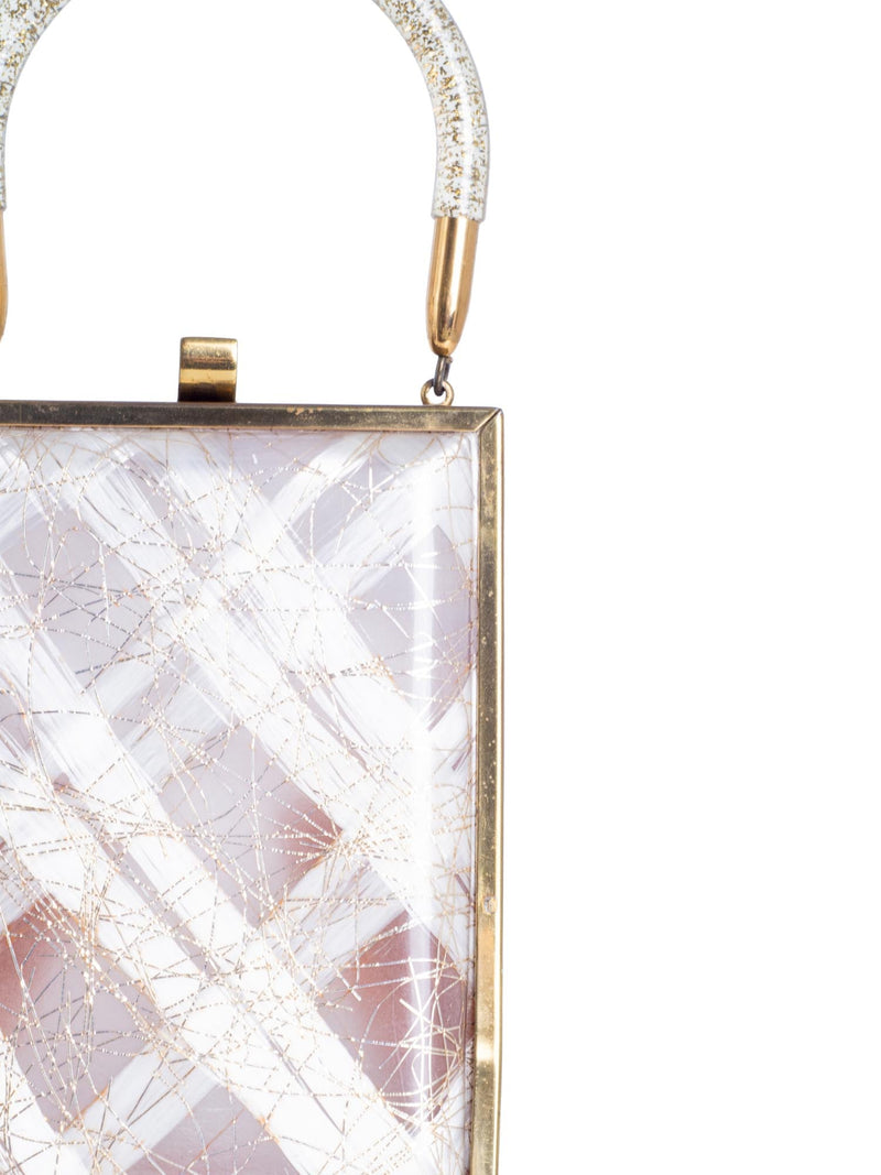 Vintage 50's Americana Lucite Top Handle Bag Gold-designer resale