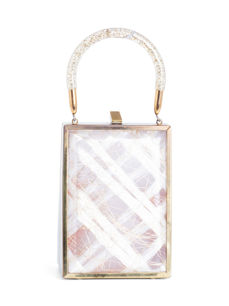 Vintage 50's Americana Lucite Top Handle Bag Gold-designer resale